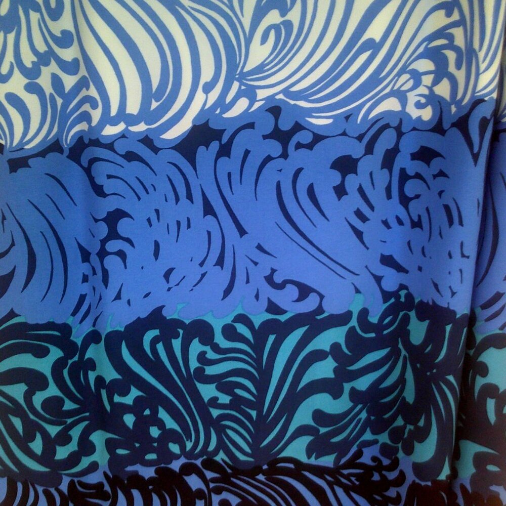 Chico's Tie Waist Dress Blue Paisley Waves Pattern size 3 /XL / 16 - Picture 7 of 7